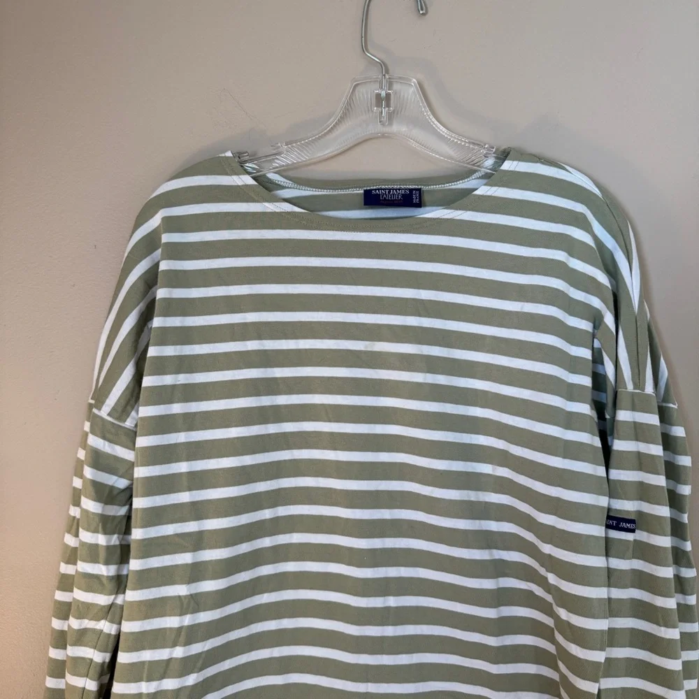 Saint James MINQUIERS DROP II Breton Stripe Long Sleeve Drop Shoulder Medium - Picture 2 of 9